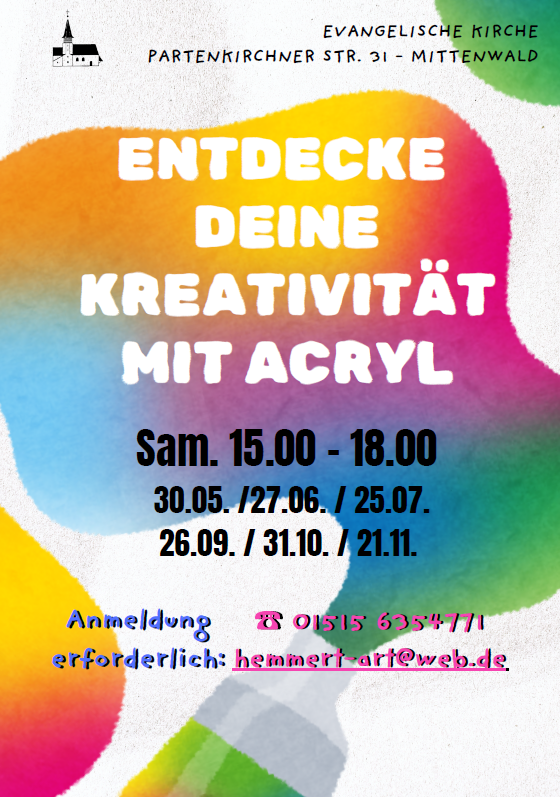 30.05. / 27.06. / 25.07. / 26.09. / 31.10. / 21.11. Kreativ